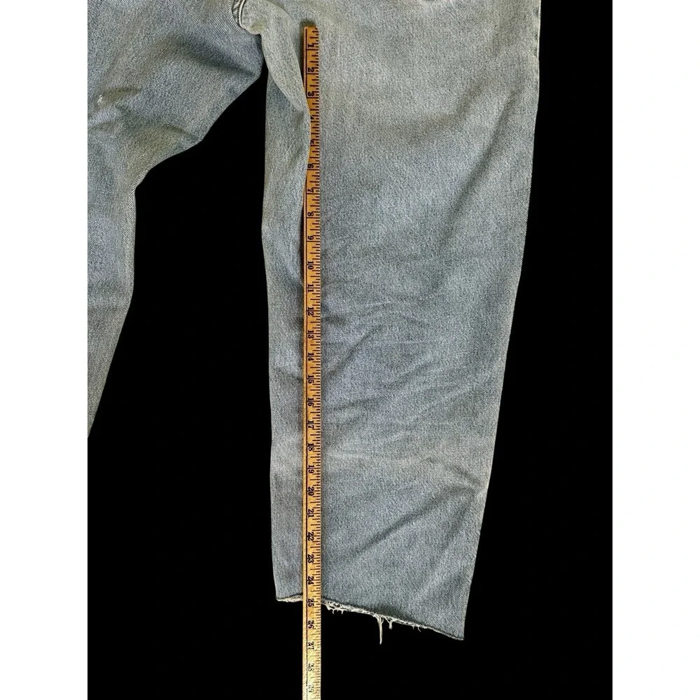 Vintage 90S Levi's 550 Blue Denim Jeans Actual‎ Size 33.5x25 Raw Hem Distressed
